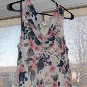 Pink and Grey Floral Sleeveless Dress